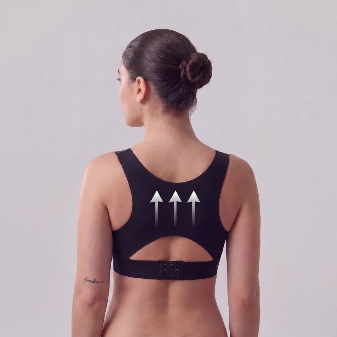 Sujetador con espalda cruzada y cierre frontal, sin aros, para soporte postural